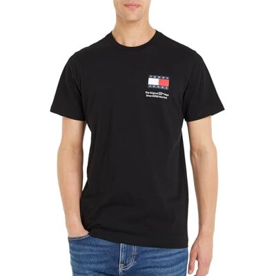 Tommy Hilfiger Tommy Jeans Men Short-Sleeve T-Shirt Essential Flag Tee Slim Fit, Black (Black), XS Tommy Hilfiger Tommy Jeans Men Short-Sleeve T-Shirt Essential Flag Tee Slim Fit, Black (Black), XS