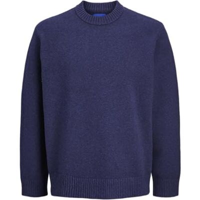 JACK & JONES Men's Jorsoft Knit Crew Neck Jumper, Ocean Cavern, S JACK & JONES Men's Jorsoft Knit Crew Neck Jumper, Ocean Cavern, S