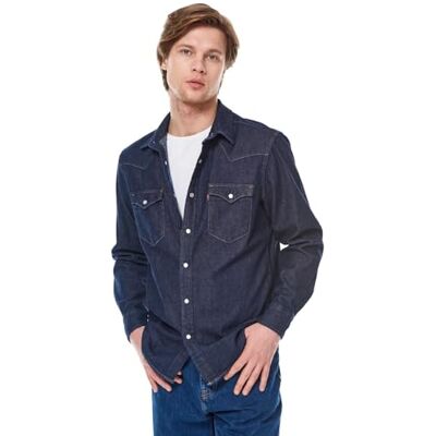 Levi's Men's Classic Western Gömlek Casual Shirt, Red Cast Rinse Takedown Blue (0002), XL Levi's Men's Classic Western Gömlek Casual Shirt, Red Cast Rinse Takedown Blue (0002), XL