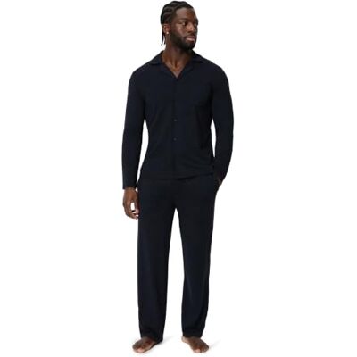 Amazon Essentials Men's Cotton-Modal Pyjama Set, Long Sleeve Button-Up Shirt and Trousers, Black, M Amazon Essentials Men's Cotton-Modal Pyjama Set, Long Sleeve Button-Up Shirt and Trousers, Black, M