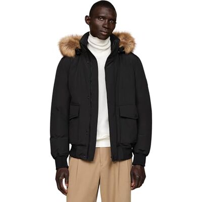 Tommy Hilfiger Men’s Rockie Down Bomber Jacket with Detachable Hood, Black (Black), XXL Tommy Hilfiger Men’s Rockie Down Bomber Jacket with Detachable Hood, Black (Black), XXL