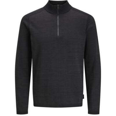 JACK & JONES Men's Jcomace Knit Half Zip SMU Jumper, Black/Detail: Melange, M JACK & JONES Men's Jcomace Knit Half Zip SMU Jumper, Black/Detail: Melange, M