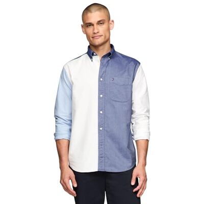 Tommy Hilfiger Long Sleeve Oxford Regular Fit, Men's Button Down Shirts, Also Available in Big and Tall, Desert Sky/Multi, 3XL Tommy Hilfiger Long Sleeve Oxford Regular Fit, Men's Button Down Shirts, Also Available in Big and Tall, Desert Sky/Multi, 3XL