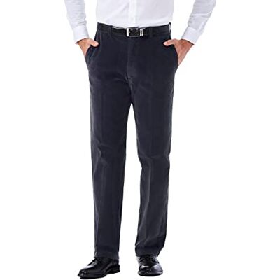 Haggar Men's Stretch Corduroy Expandable Waist Classic Fit Flat Front Pant, Dusk, 42W x 29L Haggar Men's Stretch Corduroy Expandable Waist Classic Fit Flat Front Pant, Dusk, 42W x 29L
