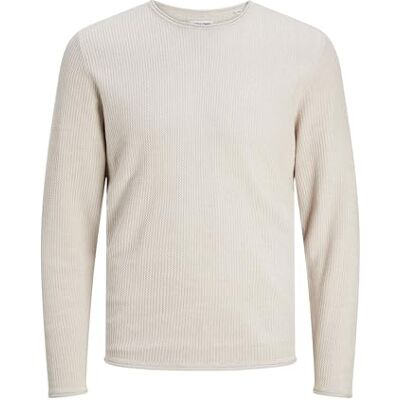 JACK & JONES Male Knitted Jumper Plain Knitted Jumper, Oatmeal, XS JACK & JONES Male Knitted Jumper Plain Knitted Jumper, Oatmeal, XS
