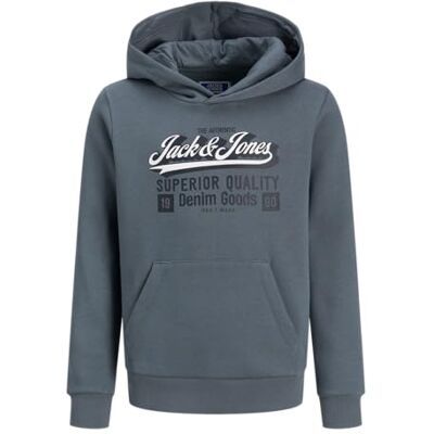 JACK & JONES Men's Jjelogo Sweat Hood 2 Col Aw25 Noos Jnr, stormy weather, 140 JACK & JONES Men's Jjelogo Sweat Hood 2 Col Aw25 Noos Jnr, stormy weather, 140