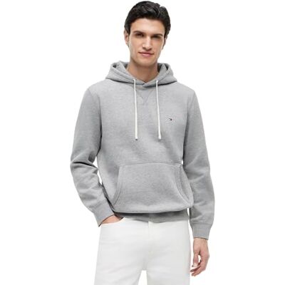 Tommy Hilfiger Men’s Essential Regular Fit Fleece Hoodie, Grey (Medium Grey Heather), XXL Tommy Hilfiger Men’s Essential Regular Fit Fleece Hoodie, Grey (Medium Grey Heather), XXL