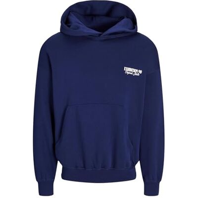 JACK & JONES Men's Jorroxbury Back Sweat Hood Hoodie, Ocean Cavern, M JACK & JONES Men's Jorroxbury Back Sweat Hood Hoodie, Ocean Cavern, M
