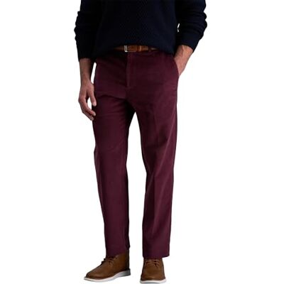 Haggar Men's Classic Fit Stretch Corduroy Pant, Merlot, 34W x 32L Haggar Men's Classic Fit Stretch Corduroy Pant, Merlot, 34W x 32L
