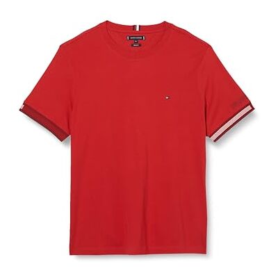 Tommy Hilfiger Men Short-Sleeve T-Shirt Flag Cuff Tee Crew Neck, Red (Primary Red), XXL Tommy Hilfiger Men Short-Sleeve T-Shirt Flag Cuff Tee Crew Neck, Red (Primary Red), XXL