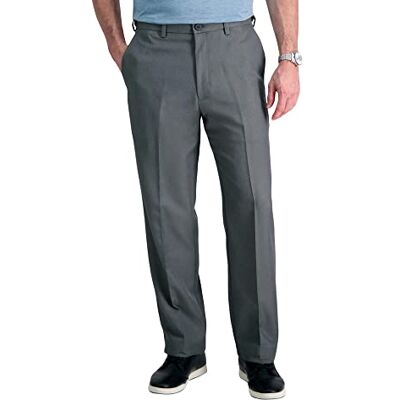 Haggar Men's Cool 18 Classic Fit Flat Front Hidden Expandable Waistband Casual Pant Haggar Men's Cool 18 Classic Fit Flat Front Hidden Expandable Waistband Casual Pant