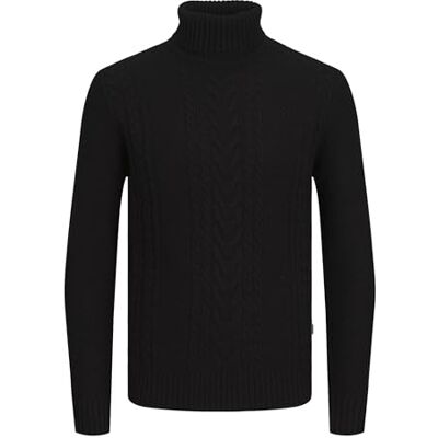 JACK & JONES Male Turtleneck Pullover Plain Turtleneck Sweater, Black, S JACK & JONES Male Turtleneck Pullover Plain Turtleneck Sweater, Black, S