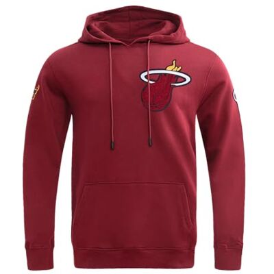 Pro Standard Mens NBA Miami Heat Classic Chenille Pull Over Hoodie Cardinal Red 2XL Pro Standard Mens NBA Miami Heat Classic Chenille Pull Over Hoodie Cardinal Red 2XL