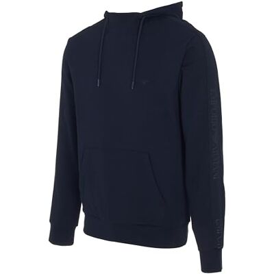 Emporio Armani MAN'S BASIC TERRY HOODIE SWEATSHIRT BLUE M Emporio Armani MAN'S BASIC TERRY HOODIE SWEATSHIRT BLUE M