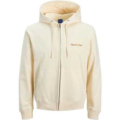 JACK & JONES Jornorrebro Emb Sweat Zip Hood Noos, Antique White, L JACK & JONES Jornorrebro Emb Sweat Zip Hood Noos, Antique White, L