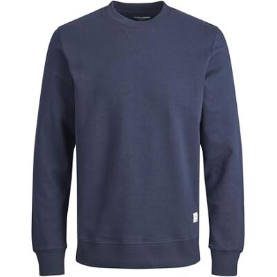 JACK & JONES Men's Jjebasic Crew Neck Noos Ps Sweatshirt, Navy, 1L UK JACK & JONES Men's Jjebasic Crew Neck Noos Ps Sweatshirt, Navy, 1L UK