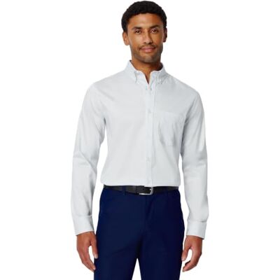 Amazon Essentials Men's Slim-Fit Stretch Wrinkle-Free Button Down Collar Dress Shirt, Light Blue, M Amazon Essentials Men's Slim-Fit Stretch Wrinkle-Free Button Down Collar Dress Shirt, Light Blue, M