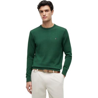 Tommy Hilfiger Men's Essential Ssnl Cotton Crew Neck Mw0Mw39999 Pullover Sweater, Green (Street Green), XXL Tommy Hilfiger Men's Essential Ssnl Cotton Crew Neck Mw0Mw39999 Pullover Sweater, Green (Street Green), XXL