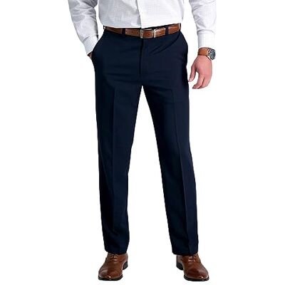 Haggar Men's Cool 18 Classic Fit Flat Front Hidden Expandable Waistband Casual Pant Haggar Men's Cool 18 Classic Fit Flat Front Hidden Expandable Waistband Casual Pant