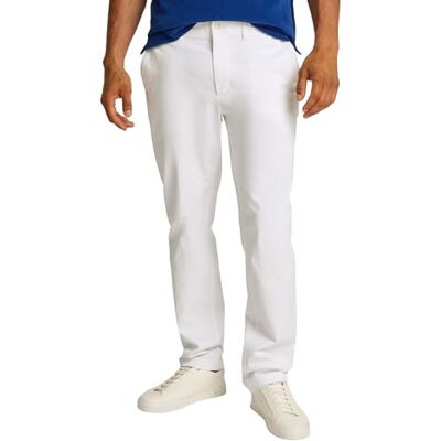 Tommy Hilfiger Men's Denton Satin Straight Fit Chinos, White (Th Optic White), 36W/28L Tommy Hilfiger Men's Denton Satin Straight Fit Chinos, White (Th Optic White), 36W/28L