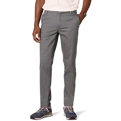 Amazon Essentials Men's Slim-Fit Wrinkle-Resistant Flat-Front Stretch Chino Trousers, Charcoal, 32W / 28L Amazon Essentials Men's Slim-Fit Wrinkle-Resistant Flat-Front Stretch Chino Trousers, Charcoal, 32W / 28L