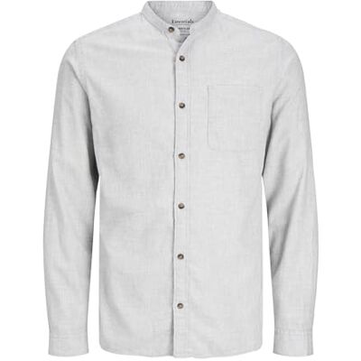 JACK & JONES Men's Jjeband Melange Shirt Ls Sn Long Sleeve, Light Grey Mix, S JACK & JONES Men's Jjeband Melange Shirt Ls Sn Long Sleeve, Light Grey Mix, S