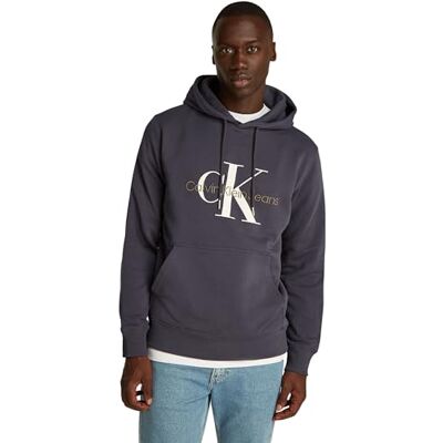 Calvin Klein Men's Seasonal Monologo Regular Hoodie, Grey (Ebony), 6XL Calvin Klein Men's Seasonal Monologo Regular Hoodie, Grey (Ebony), 6XL