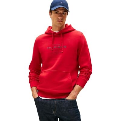 Tommy Hilfiger Men’s Oval Graphic Hoodie with Logo, Red (Medium Red), S Tommy Hilfiger Men’s Oval Graphic Hoodie with Logo, Red (Medium Red), S