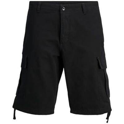 JACK & JONES Cargo Shorts, 100% Cotton Combat Knee Length Half Pants for Summer Outdoor Shorts for Men UK, Black Colour, Size XL JACK & JONES Cargo Shorts, 100% Cotton Combat Knee Length Half Pants for Summer Outdoor Shorts for Men UK, Black Colour, Size XL