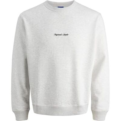 JACK & JONES Mens Crew Sweater White Melange XXL JACK & JONES Mens Crew Sweater White Melange XXL