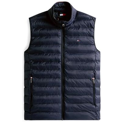Tommy Hilfiger Men's CORE PACKABLE RECYCLED VEST MW0MW39989 Vest, Blue, XL Tommy Hilfiger Men's CORE PACKABLE RECYCLED VEST MW0MW39989 Vest, Blue, XL
