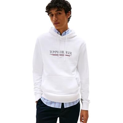 Tommy Hilfiger Men’s Brand Love Cotton Hoodie, White (White), XXL Tommy Hilfiger Men’s Brand Love Cotton Hoodie, White (White), XXL