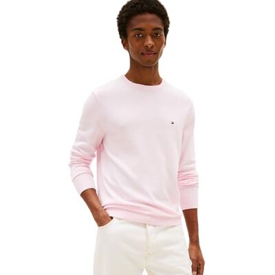 Tommy Hilfiger Men’s Essential Cotton Round Neck Jumper, Pink (Pink Lily), XXL Tommy Hilfiger Men’s Essential Cotton Round Neck Jumper, Pink (Pink Lily), XXL