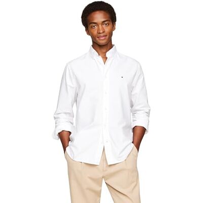 Tommy Hilfiger Long Sleeve Oxford Regular Fit, Men's Button Down Shirts, Also Available in Big and Tall, Optic White, Medium Tommy Hilfiger Long Sleeve Oxford Regular Fit, Men's Button Down Shirts, Also Available in Big and Tall, Optic White, Medium