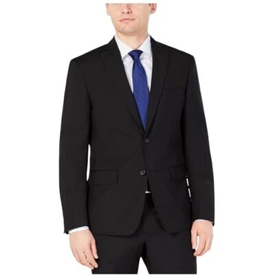 DKNY Men's Business Suit Jacket, Black Solid, 40 DKNY Men's Business Suit Jacket, Black Solid, 40