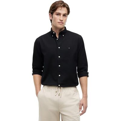 Tommy Hilfiger Men's CORE Flex POPLIN Solid RF Shirt MW0MW39988 L/S Shirt, Black, XXL Tommy Hilfiger Men's CORE Flex POPLIN Solid RF Shirt MW0MW39988 L/S Shirt, Black, XXL