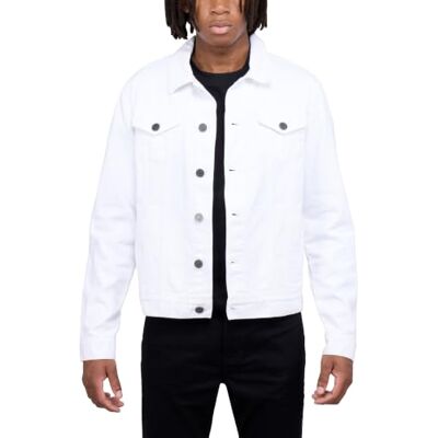 X RAY Mens Denim Jacket, Washed Ripped Distressed Flex Stretch Casual Trucker Biker Jeans Jacket for Men, White Ripped, M X RAY Mens Denim Jacket, Washed Ripped Distressed Flex Stretch Casual Trucker Biker Jeans Jacket for Men, White Ripped, M