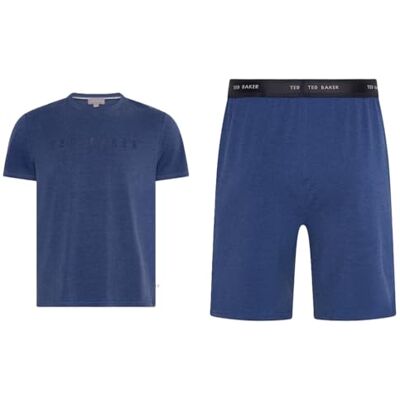 Ted Baker Men's Nightwear T Shirt and Short Set Pajama, Estate Blue, M Ted Baker Men's Nightwear T Shirt and Short Set Pajama, Estate Blue, M