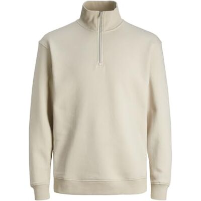 JACK & JONES Male Sweatshirt with Half Zip Plain Sweatshirt with Half Zip, moonbeam, XS JACK & JONES Male Sweatshirt with Half Zip Plain Sweatshirt with Half Zip, moonbeam, XS