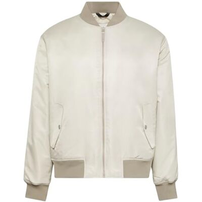 Calvin Klein Men's Hero Bomber Jacket with Zip, Off-White (Island Fossil), L Calvin Klein Men's Hero Bomber Jacket with Zip, Off-White (Island Fossil), L
