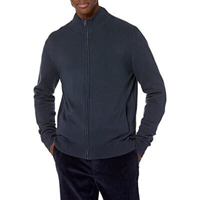 Amazon Essentials Men's Full-Zip Cotton Jumper, Navy, S Amazon Essentials Men's Full-Zip Cotton Jumper, Navy, S