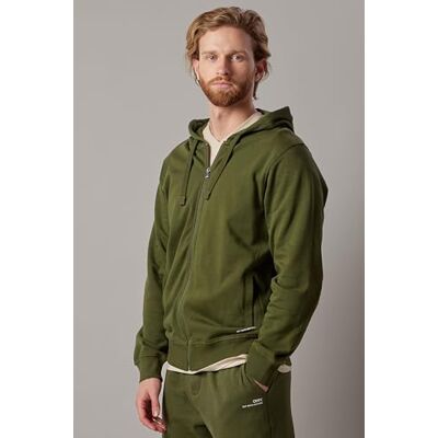 OWN Men's Brushed Hoodie with Zip, Military Green, M OWN Men's Brushed Hoodie with Zip, Military Green, M