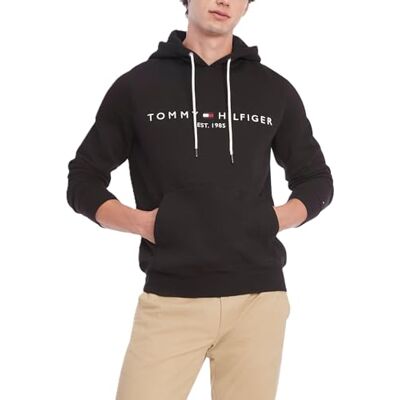 Tommy Hilfiger Men's Medium Weight Fleece Hoodie Sweatshirt with Embroidered Logo, Also Available in Big & Tall Hooded, Black, M Tommy Hilfiger Men's Medium Weight Fleece Hoodie Sweatshirt with Embroidered Logo, Also Available in Big & Tall Hooded, Black, M