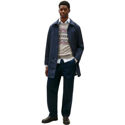Tommy Hilfiger Men's Short Coat Packaway Car Coat with Side Pockets, Blue (Desert Sky), L Tommy Hilfiger Men's Short Coat Packaway Car Coat with Side Pockets, Blue (Desert Sky), L