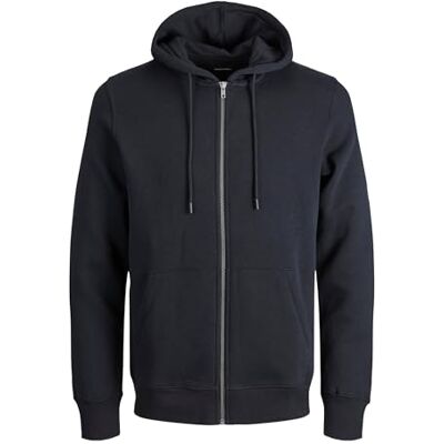JACK & JONES Regular Fit Hoodie Jacket Zip Pullover Sweater Uni Bradley, Colours:Black, Size Sweater:XXL JACK & JONES Regular Fit Hoodie Jacket Zip Pullover Sweater Uni Bradley, Colours:Black, Size Sweater:XXL