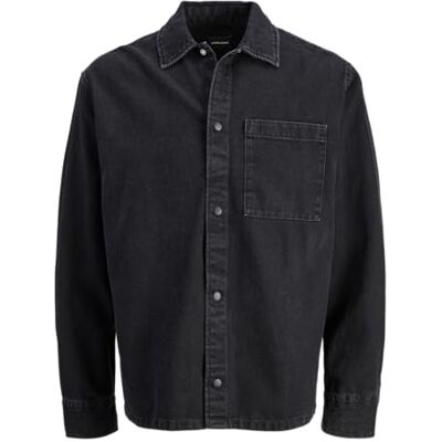 JACK & JONES Men's Jjzac Overshirt Ls, Black Denim, M JACK & JONES Men's Jjzac Overshirt Ls, Black Denim, M