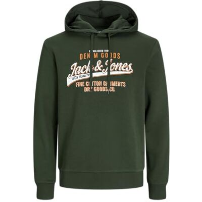 JACK & JONES Mens Jjelogo 2 Col 24/25 Noos Hooded Sweatshirt, Kombu Green, XS UK JACK & JONES Mens Jjelogo 2 Col 24/25 Noos Hooded Sweatshirt, Kombu Green, XS UK