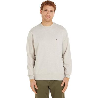 Tommy Hilfiger Men's Essential Terry Crewneck MW0MW37237 Pullover Sweatshirt, BEIGE (Heathered Oatmilk), L Tommy Hilfiger Men's Essential Terry Crewneck MW0MW37237 Pullover Sweatshirt, BEIGE (Heathered Oatmilk), L