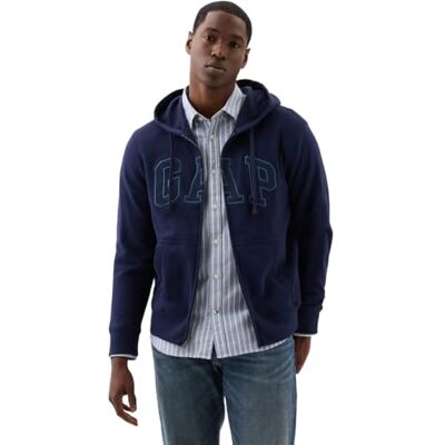 GAP Men's Logo Hoodie Hooded Full Zip Sweatshirt, Tapestry Navy, S GAP Men's Logo Hoodie Hooded Full Zip Sweatshirt, Tapestry Navy, S