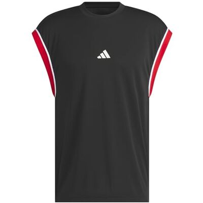 adidas Men's Basketball All World Sleeveless Tank Shirt, Black/red, 3XL adidas Men's Basketball All World Sleeveless Tank Shirt, Black/red, 3XL